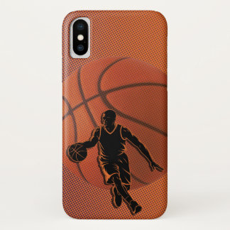 バスケットボール選手のドリブルシルエット スポーツ iPhone X ケース