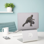 バスケットボール選手のドリブル シール (デスク上のノートパソコン)