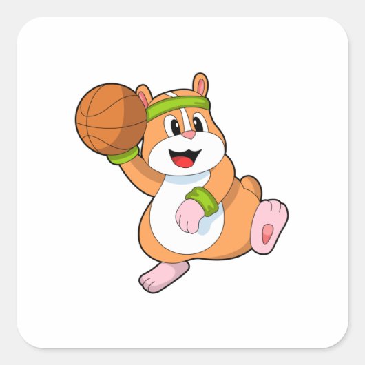 バスケットボール選手のハムスター スクエアシール (正面)