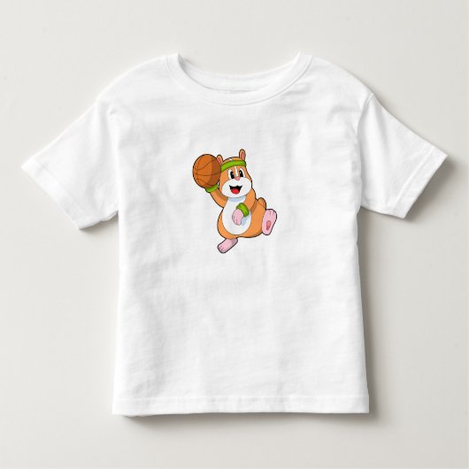 バスケットボール選手のハムスター トドラーTシャツ (正面)