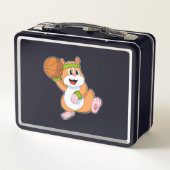 バスケットボール選手のハムスター メタルランチボックス (裏面)