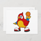 バスケットボール選手のパロットとバスケットボール ポストカード (正面/裏面)