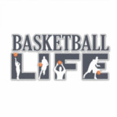 バスケットボール選手のライフブルー文字 シール (正面)