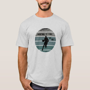 バスケットボール選手のヴィンテージサンセットレトロスタイル Tシャツ