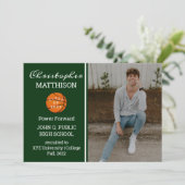 バスケットボール選手の写真卒業発表 招待状 (スタンド正面)