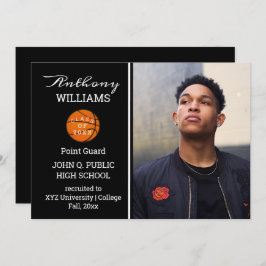 バスケットボール選手の写真卒業発表 招待状