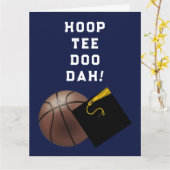 バスケットボール選手の卒業おめでとうカード カード (黄色い花)