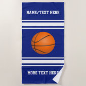 バスケットボール選手の名前のチーム名前のカスタム色 ビーチタオル (正面)