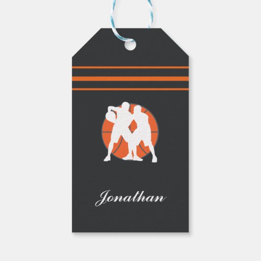 バスケットボール選手の名前イニシャルパーソナライズされたスポーツ ギフトタグ (裏面)