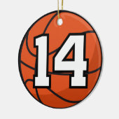 バスケットボール選手の均一第14ギフトのアイディア セラミックオーナメント (左)