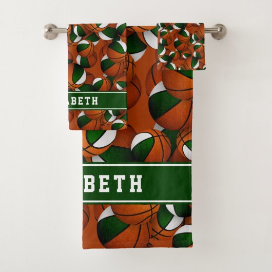 バスケットボール選手の女の子スポーツチームカラー バスタオルセット (インサイチュ)