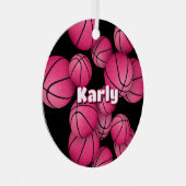 バスケットボール選手の女子の名前の記念年 メタルオーナメント (正面右)