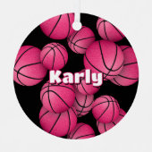 バスケットボール選手の女子の名前の記念年 メタルオーナメント (正面)