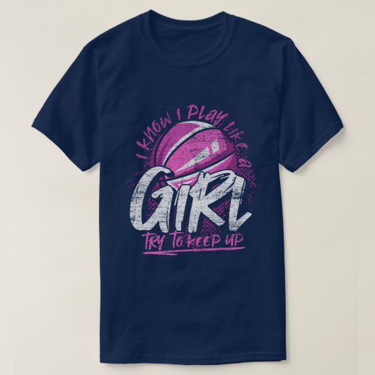 バスケットボール選手の女性スポーツ女子おもしろいバスケットボール Tシャツ (デザイン正面)