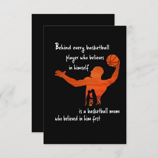 バスケットボール選手の母親の後信じに サンキューカード (正面/裏面)