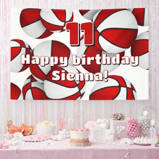 バスケットボール選手の誕生日パーティー赤い白 横断幕 (パーティー)