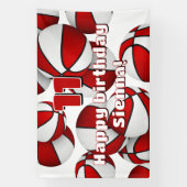 バスケットボール選手の誕生日パーティー赤い白 横断幕 (縦)