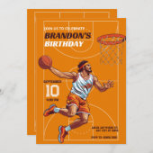 バスケットボール選手の誕生日 招待状 (正面/裏面)