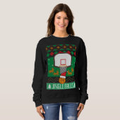 バスケットボール選手の醜いクリスマスセーターJingle Ba スウェットシャツ (正面フル)