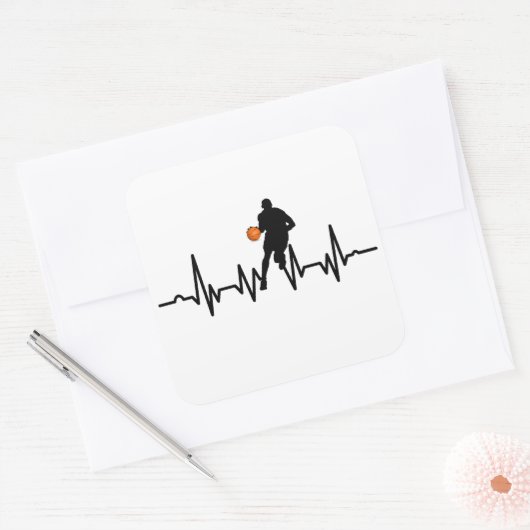 バスケットボール選手の鼓動ドリブル スクエアシール (封筒)