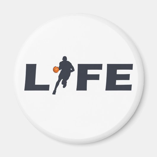 バスケットボール選手はオレンジ色のボールでドリブルする マグネット (正面)