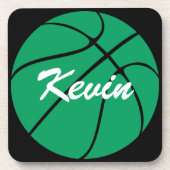 バスケットボール選手またはコーチのグリーンバスケットボールチーム コースター (正面)