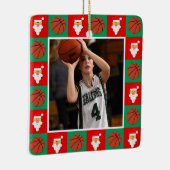 バスケットボール選手カスタムのスポーツ写真クリスマス セラミックオーナメント (右)