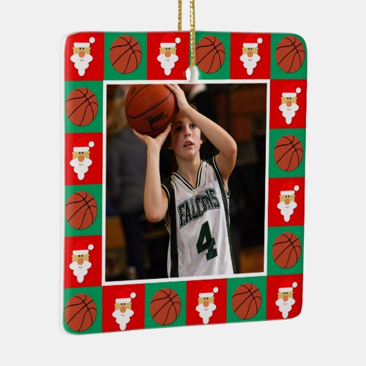バスケットボール選手カスタムのスポーツ写真クリスマス セラミックオーナメント (右)