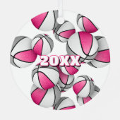 バスケットボール選手キープサピンク灰色の女の子スポーツ メタルオーナメント (裏面)