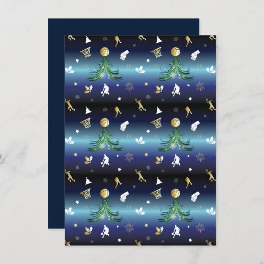 バスケットボール選手クリスマスツリー シーズンカード (正面/裏面)