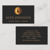 バスケットボール選手コーチシルエットエレガント金ゴールドB 名刺 (正面/裏面)