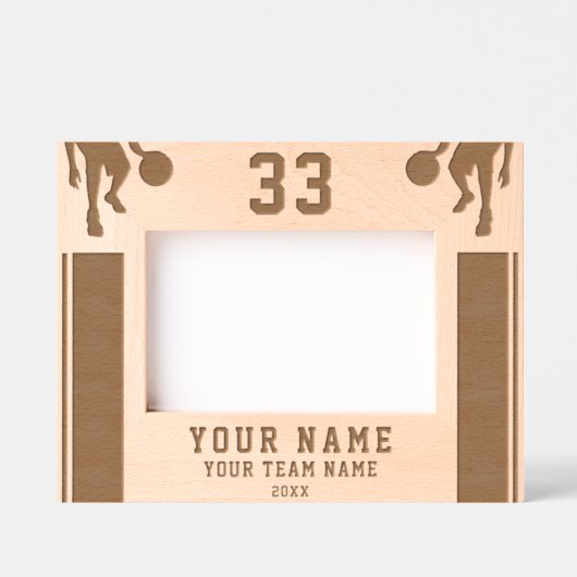 バスケットボール選手シルエットスポーツ記念 レーザー彫刻フレーム (正面)