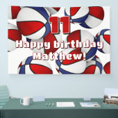 バスケットボール選手スポーツパーティー赤白青 横断幕 (トレードショー)