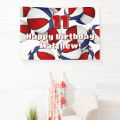 バスケットボール選手スポーツパーティー赤白青 横断幕 (インサイチュ)