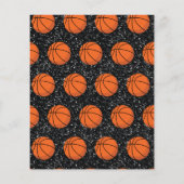 バスケットボール選手スポーツボールエレガントブラックグリッター チラシ (裏面)