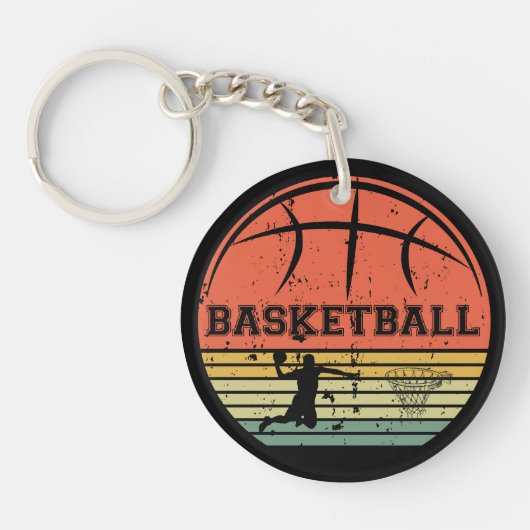 バスケットボール選手スラムダンクヴィンテージレトロサンセット キーホルダー (正面)