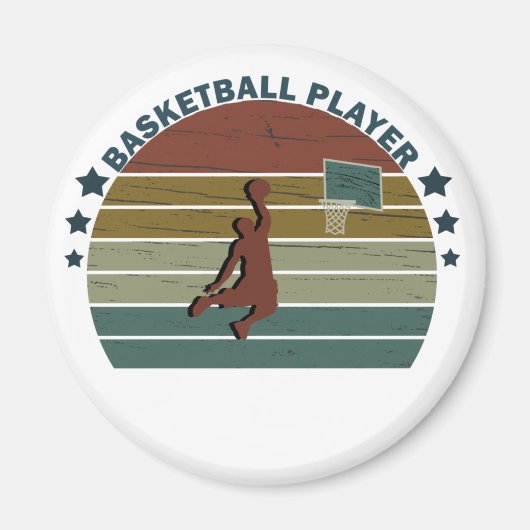 バスケットボール選手スラムダンクヴィンテージレトロサンセット マグネット (正面)