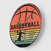 バスケットボール選手スラムダンクヴィンテージレトロサンセット ラージ壁時計 (傾斜)