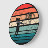 バスケットボール選手スラムダンクヴィンテージレトロサンセット ラージ壁時計 (傾斜)