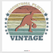 バスケットボール選手ドリブルのレトロサンセットスタイル シール (シート)
