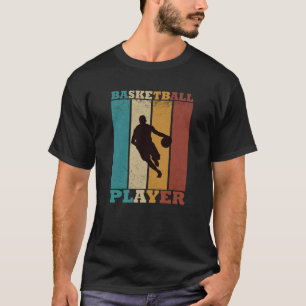 バスケットボール選手ドリブルヴィンテージレトロスタイル Tシャツ