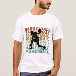 バスケットボール選手ヴィンテージレトロスタイル文字 Tシャツ
