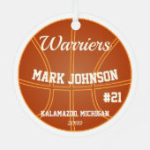 バスケットボール選手男子クリスマスオーナメント メタルオーナメント (裏面)