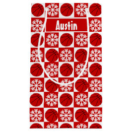 バスケットボール選手赤と白のカスタムクリスマス スモールペーパーバッグ