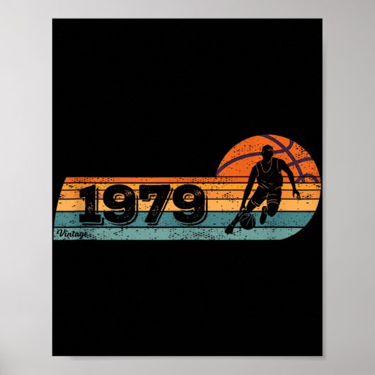 バスケットボール選手 ゲーム ヴィンテージ 1979年生まれ 誕生日 ポスター (正面)