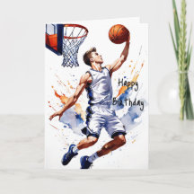 バスケットボール選手 スプラッシュ水彩 誕生日おめでとう