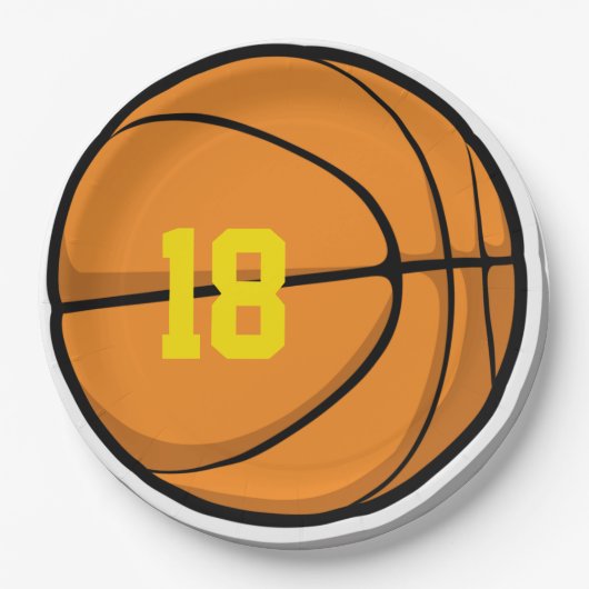 バスケットボール選手 チーム番号 誕生日 年齢 楽しい ペーパープレート (正面)