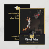 バスケットボール選手 モダン フォト 卒業 クラス オブ サンキューカード (正面/裏面)