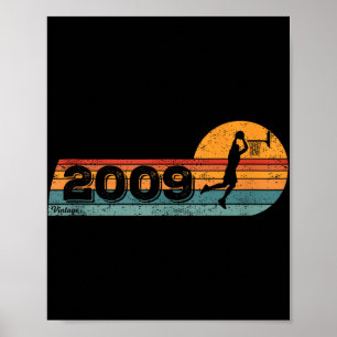バスケットボール選手 レトロ風 2009年生まれ 誕生日バスケットボール ポスター