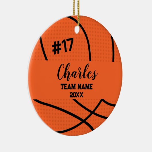バスケットボール選手 | 名前をカスタムする番号とチーム セラミックオーナメント (右)
